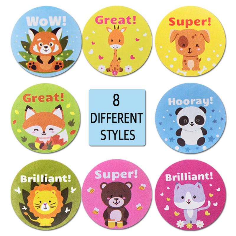 DIY Sticker 500Pcs/Roll Reward Stickers Cute Animal Students Teacher Encouragement Stickker