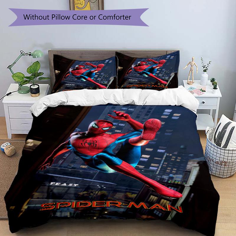 Spiderman City Hero Print 3Pcs Bedding Setduvet Cover With 2 Bedropillowcase Home Birthday Gift