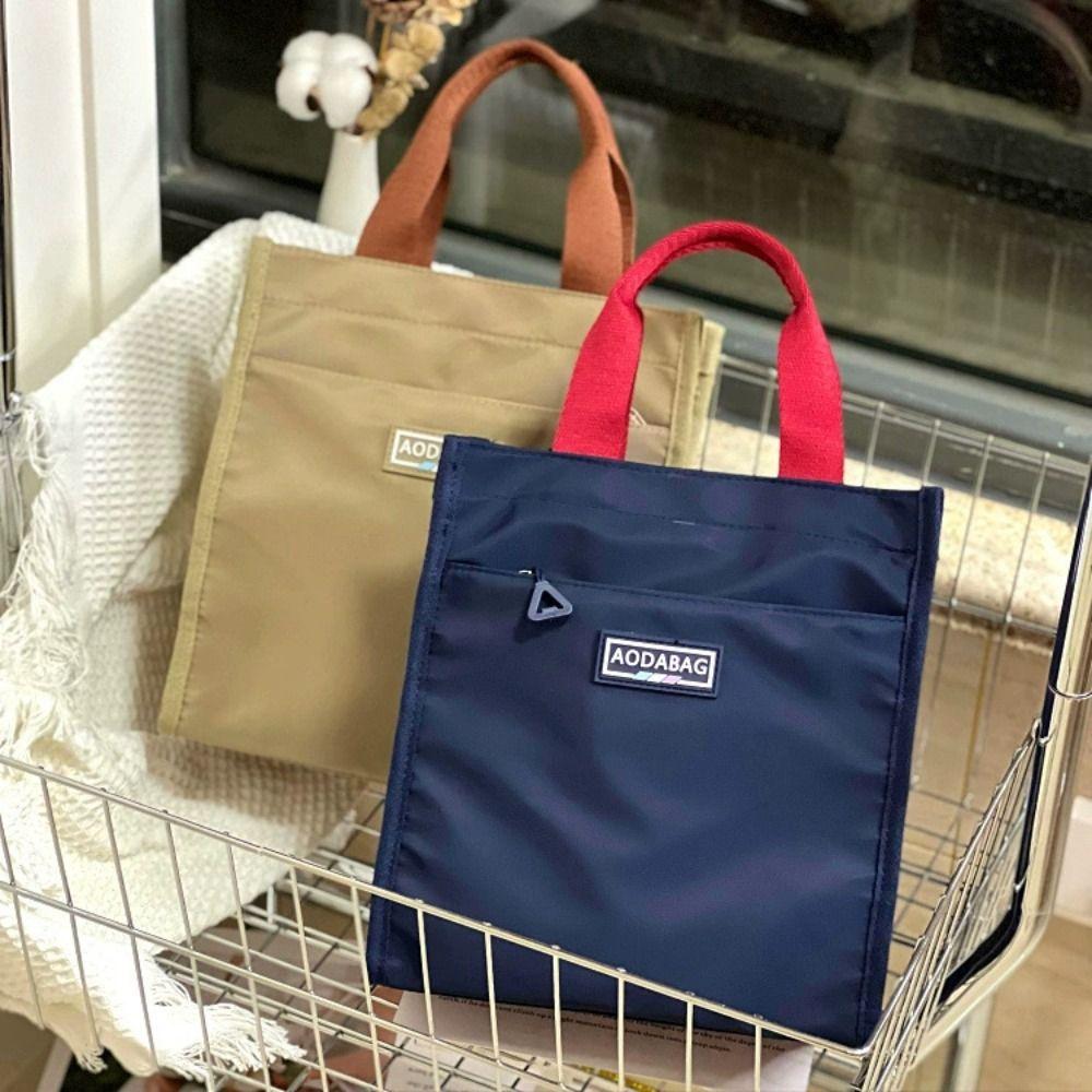 Waterproof Camping Handbag Nylon Student Book Bag Simple Cooler Lunch Bag  Outdoor