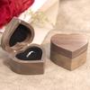 Jewelry Box Heart-Shaped Walnut Wood Ring Storage Box with Velvet Padding Smooth Polished Surface Weddings Proposals Ring Case