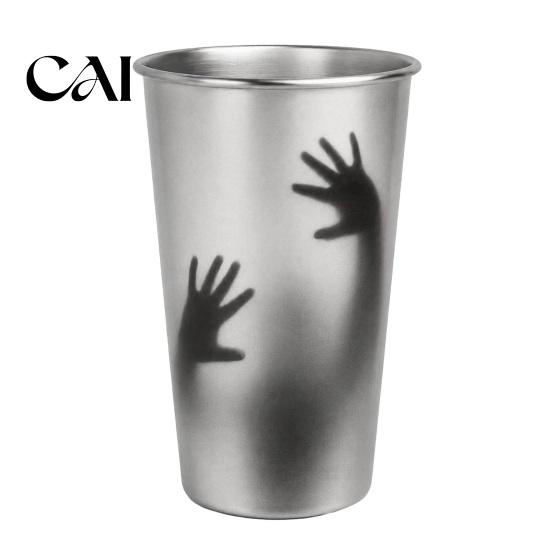 Durable Non Fragile Metal Cup Thermochromic Color-Changing Cup, Horror Theme Cold Drink Spooky Prison Hand Design Mug Tumbler, Wide Mouth for