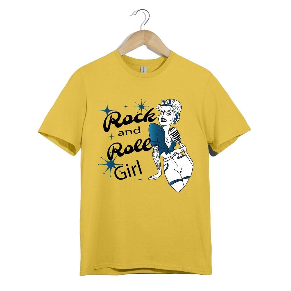 Футболка Рок-н-Ролл Девушка Винтажная Тату Пин-ап Ретро Музыка Графика Женский Подарок