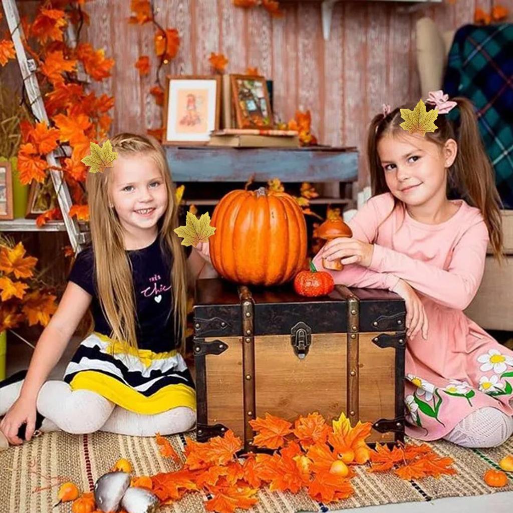 Thanksgiving Festival Theme Hair Clip Set of 10 for Women Girl Nonslip Leaf Barrettes All Age Party Props Hair Ornament