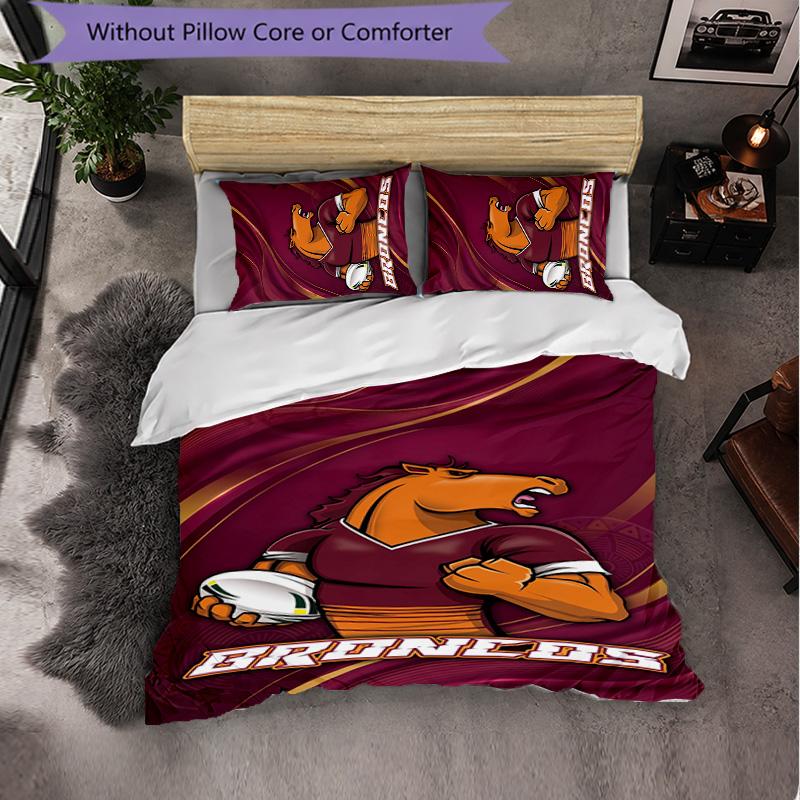 Brisbane Broncos Pattern Microfiber 3Pcs Bedding Set Decor Duvet Cover Set For Bedroom Home Use