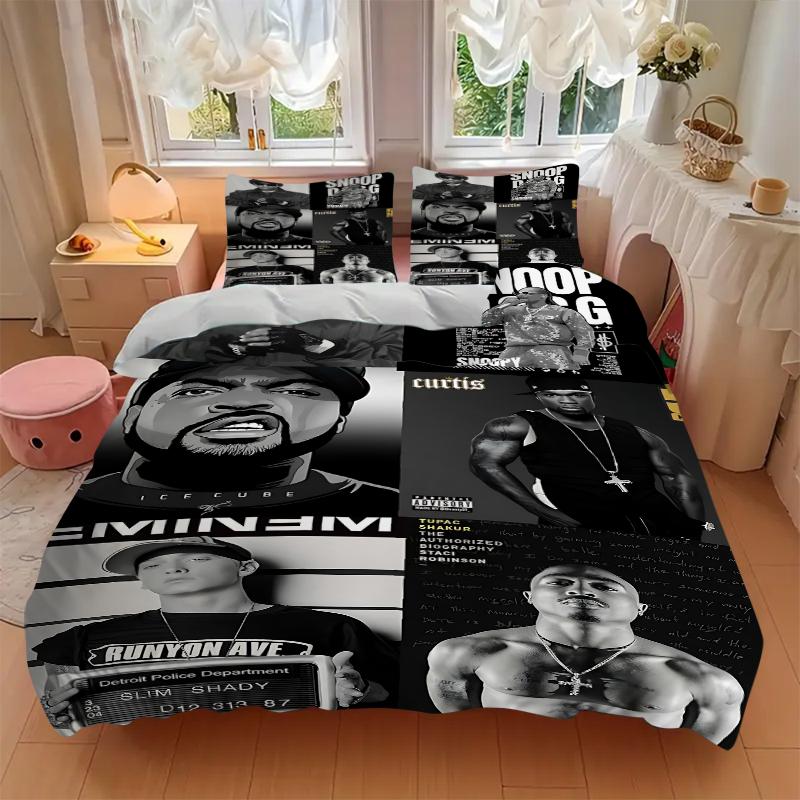 3Pcs Hiphop Legends Collage Bedding Sets For All Sizes New 3D Printed Bed Cover Comforter Duvet Cover Pillowcase Bedroom Decoration