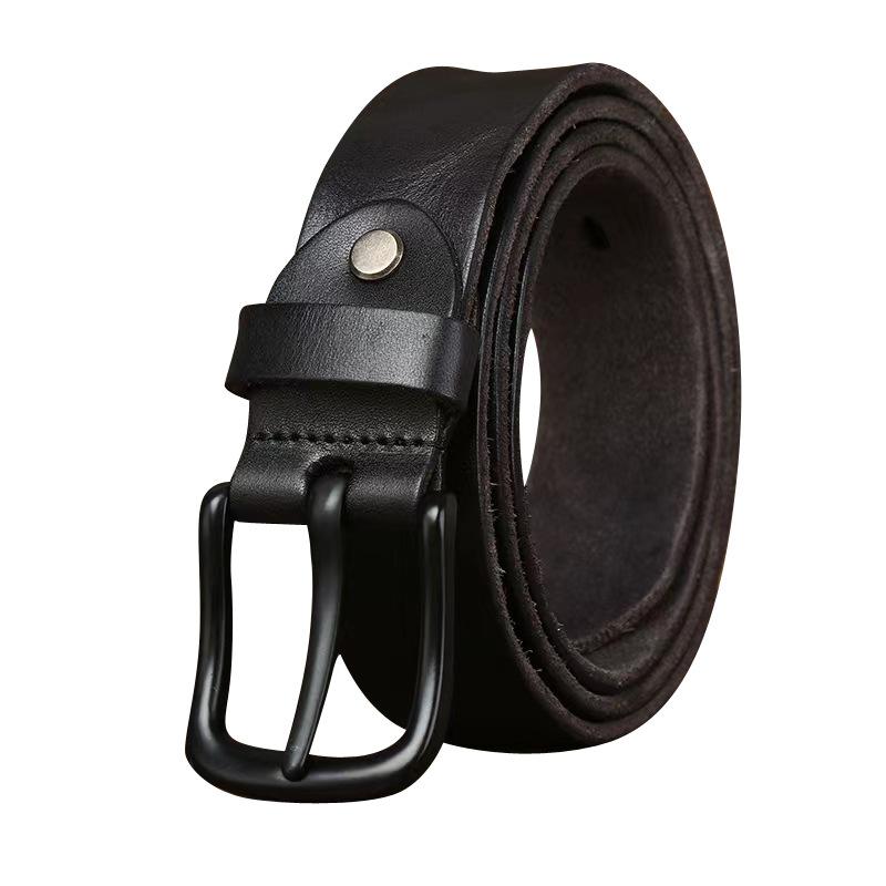 Мужской ремень из коровьей кожи первого слоя шириной 3,8 см, мужской кожаный ремень с пряжкой в стиле ретро, простой и универсальный молодежный ремень