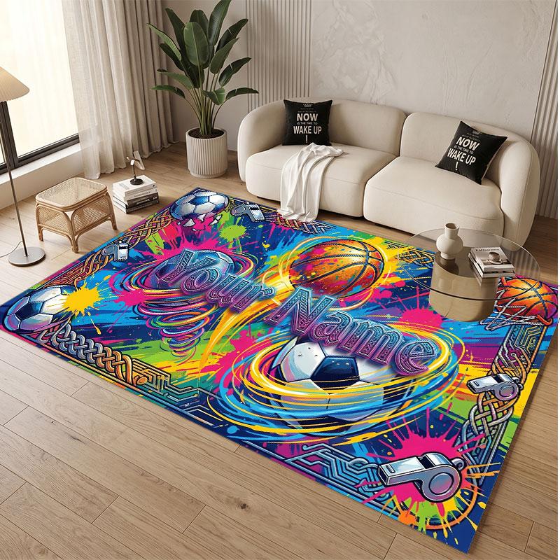 Decorative Artwork Theme Soft Crystal Velvet Rug Custom Name & Text Print Non Slip Floor Rug for Bedroom Living Room