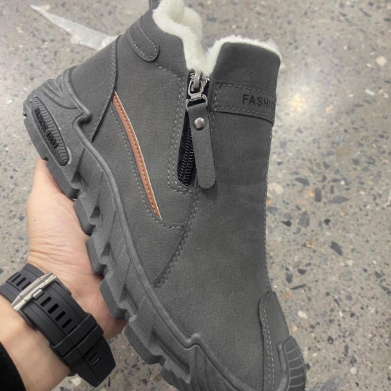 Men Winter Snow Boots, Simple and Fashionable In Solid Colors of Gray,  Pull-On Design for Easy Wear,  Lined for Warmth and Comfort