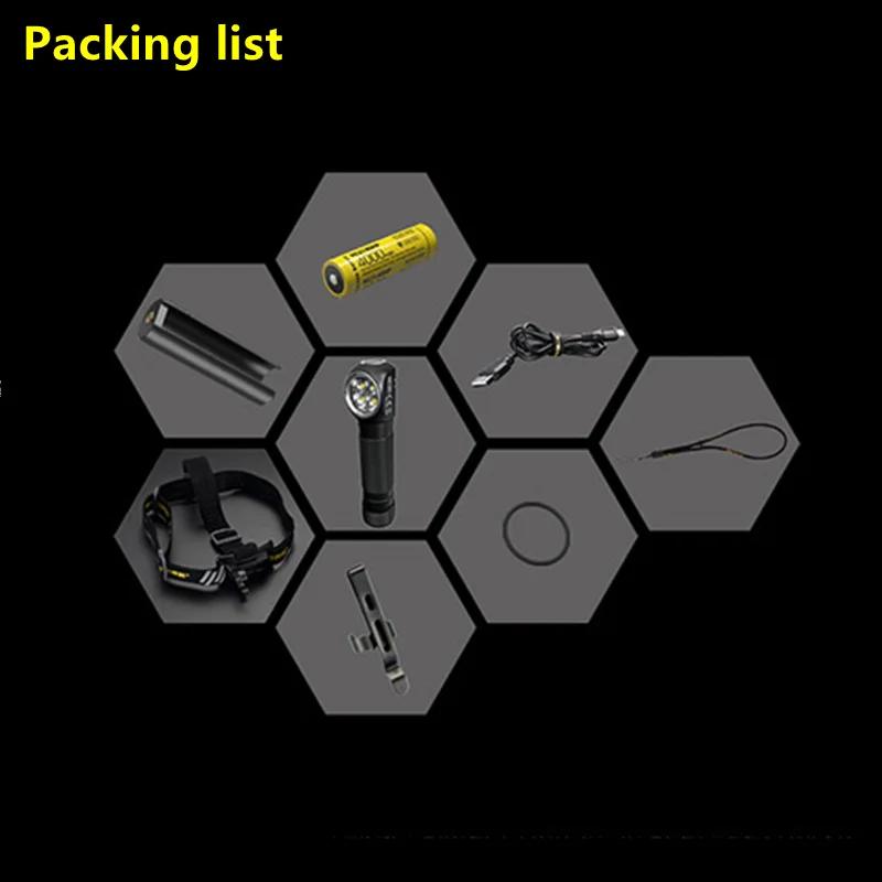 NITECORE HC35 USB Rechargeable Headlamp 2700 Lumen L-shaped HeadLight With NL2140HP 4000mAh Battery Protable Camping Lantern