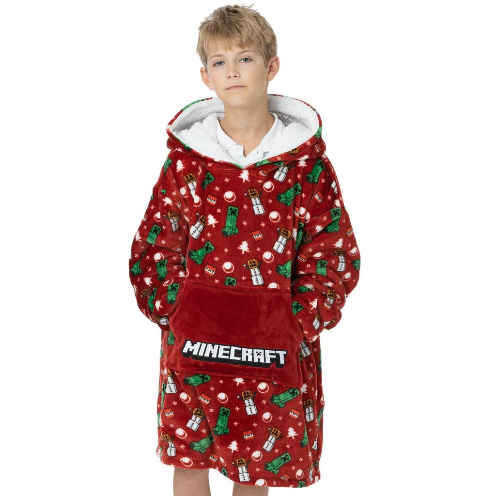 Minecraft Childrens/Kids Oversized Christmas Hoodie Blanket