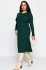 Women's Style Plus Size Brown Crew Neck Midi Knitwear Dress