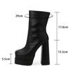 Fashion Chunky Platform Boots Women 2024 New High Heels Ankle Boots for Women Black Leather Square Toe Zipper Women Shoes Botas Mujer