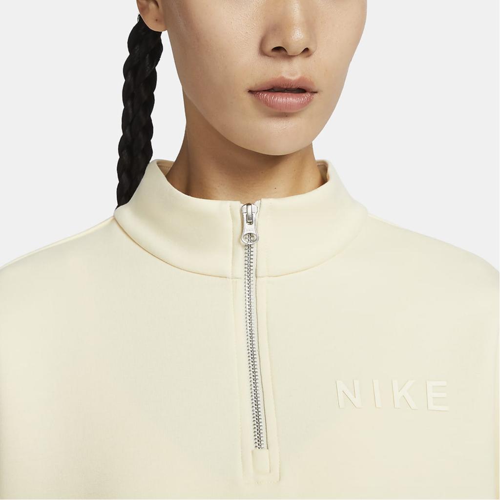 Nike Спортивная техническая флисовая однотонная повседневная толстовка с длинным рукавом и воротником-стойкой, женская толстовка цвета кокоса и молока HF5175-113