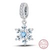 925 Silver Snowflake Snowman Penguin Charm Pendant Winter Jewelry Gift For Women DIY Birthday Present