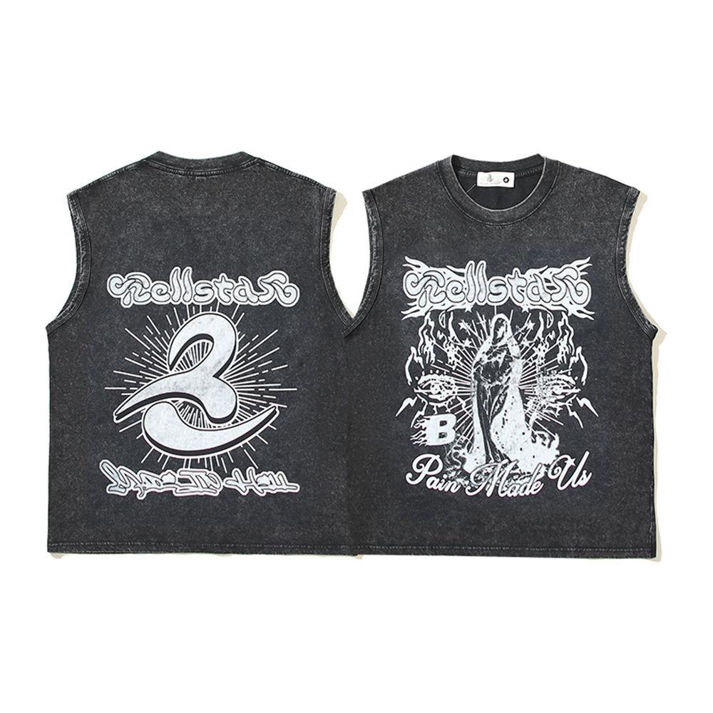 Свободная футболка без рукавов с принтом американского персонажа Diablo Gothic Vest для мужчин и женщин