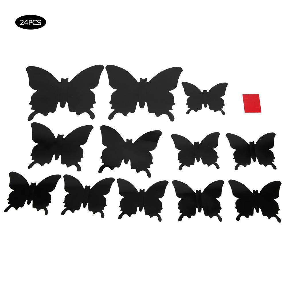 24Pcs/Set Stereoscopic Black Butterflies Wall Sticker Living Room Ornament Wall Decal