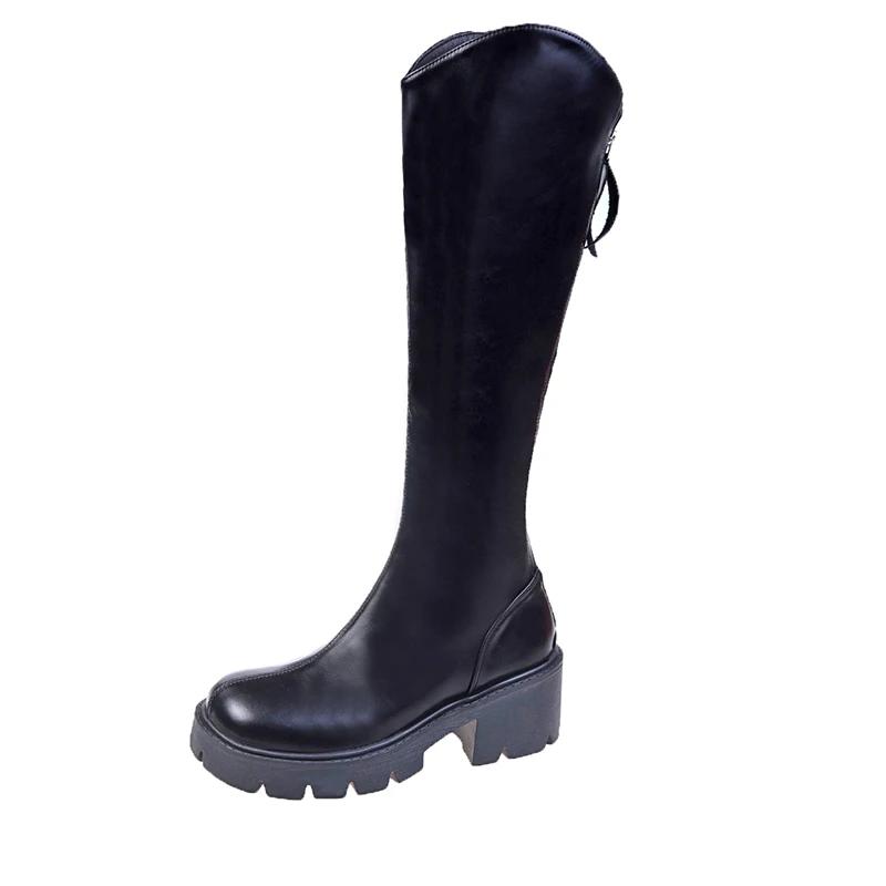 Fashion Round Toe Women's Rubber Boots Shoes Winter Footwear Sexy Thigh High Heels High Sexy Boots-Women Zipper Rain 2024 Stiletto Lolit