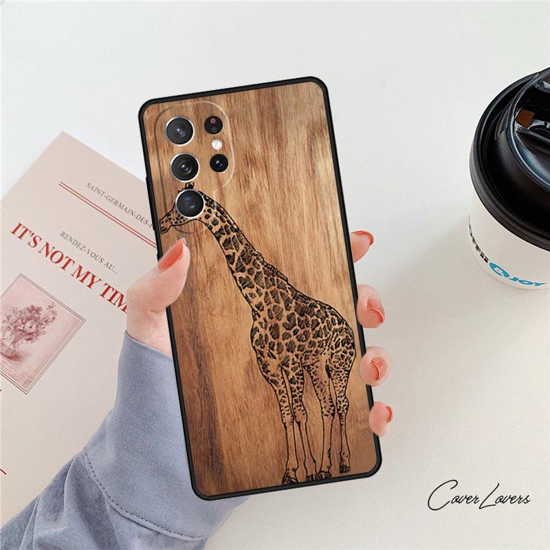 Bamboo Wooden ANIMALS phone case For Samsung Galaxy S24 S25 S23 S22 Ultra Note 10 20 Plus S20 S21 FE Cover