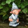 Grey Gag 4.7 Inch Dwarf Elf Figurines Gnome Statue Pooping Garden Tree Decoration