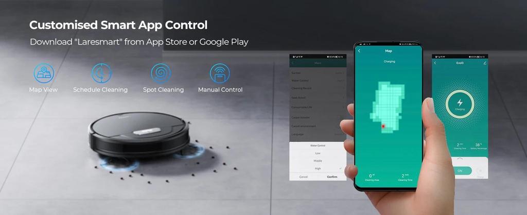 New Laresar Evol 3 intelligent Robot Vacuum 4500Pa Suction Sweeping Robots Multifunctional Intelligent Sweeping Robot with Auto Carpet Boost