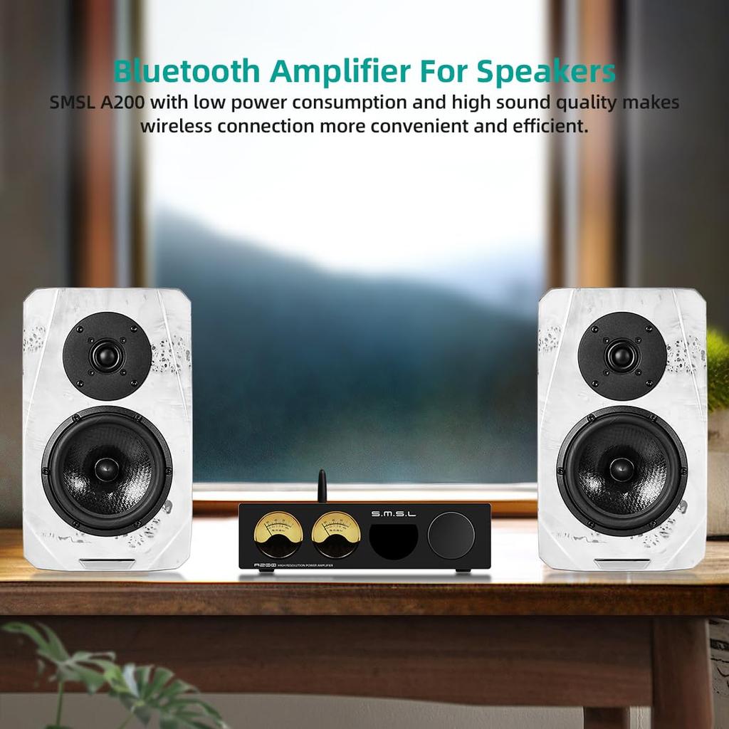 SMSL A200 Мощность 100 Вт Сабвуфер для пассивного усилителя с регуляторами высоких частот, Усилитель, USB/Оптический/Коаксиальный/HDMI (ARC)/Bluetooth/RCA