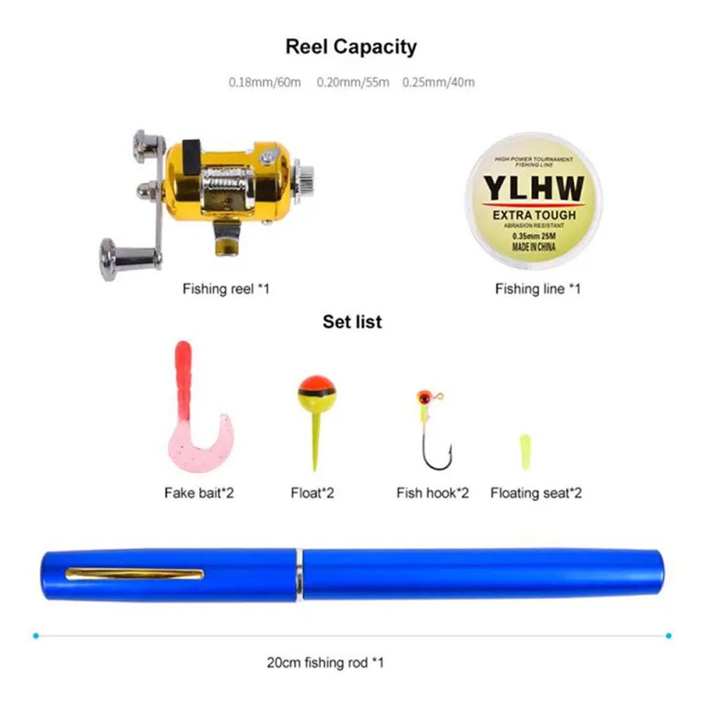 Fishing Rod Reel Combo Set Mini Telescopic Portable Pocket Pen Fishing Rod Pole Reel Lures Baits Jig Hooks Kits Type