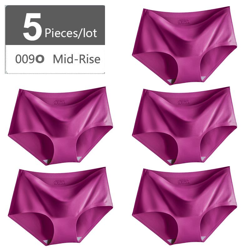 Большой размер M-XXXXL, женские бесшовные трусики из ледяного шелка, эластичные трусы со средней талией, нижнее белье, 5 шт.
