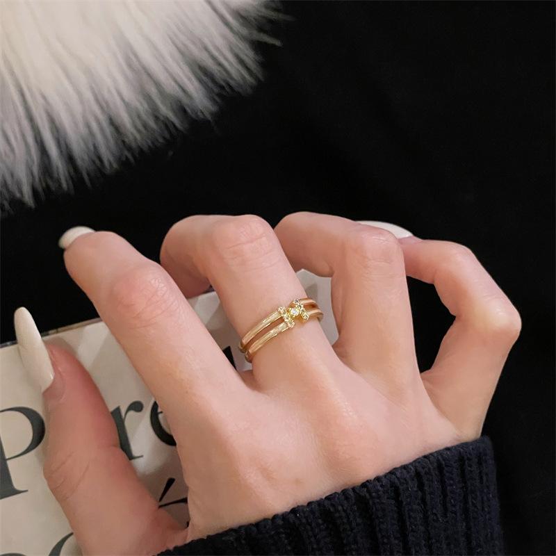 Gold Love Retro Open Ring French Medieval Style Elegant Fashion Drop Glaze Premium Ring Index Finger Ring
