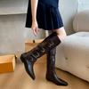 Модные высококачественные сапоги Wasteland Punk Y2k Gothic Style Vintage Motorcycles Western Boots для женщин Black Rivets Knee High Boots Shoes
