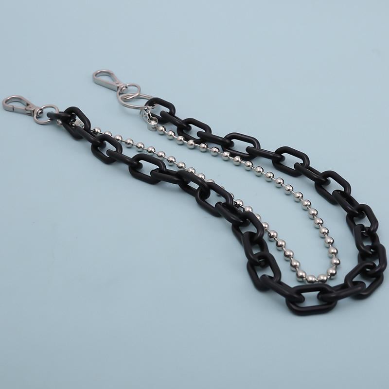 Двухслойный акриловый пояс в стиле панк-хип-хоп с цепочкой на талии, многослойные брюки, джинсовые украшения