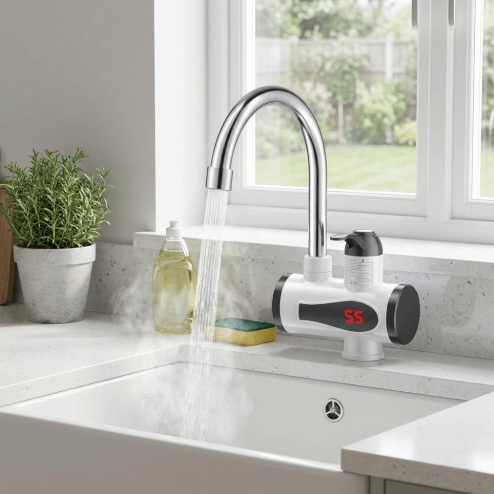 3000W Instant Hot Faucet 3-Second Rapid Heating Tankless Water Heater Faucet Household Use