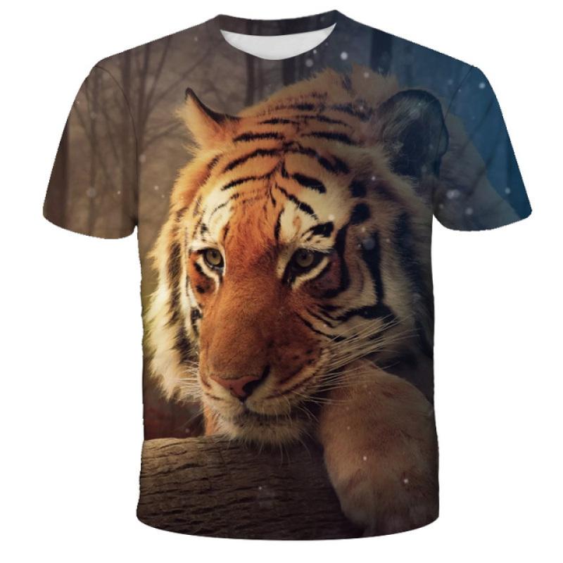 1-14 Years Children Short Sleeve T-Shirts Tiger Lion Animals Tshirt Baby Boys Girls Kids Summer Clothes Casual Oversized Tops