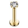 KODY PIERCING Набор для пирсинга губы из полого золота 9 карат с цирконом CZ, круглый, 2,0 мм, длина 8,0 мм