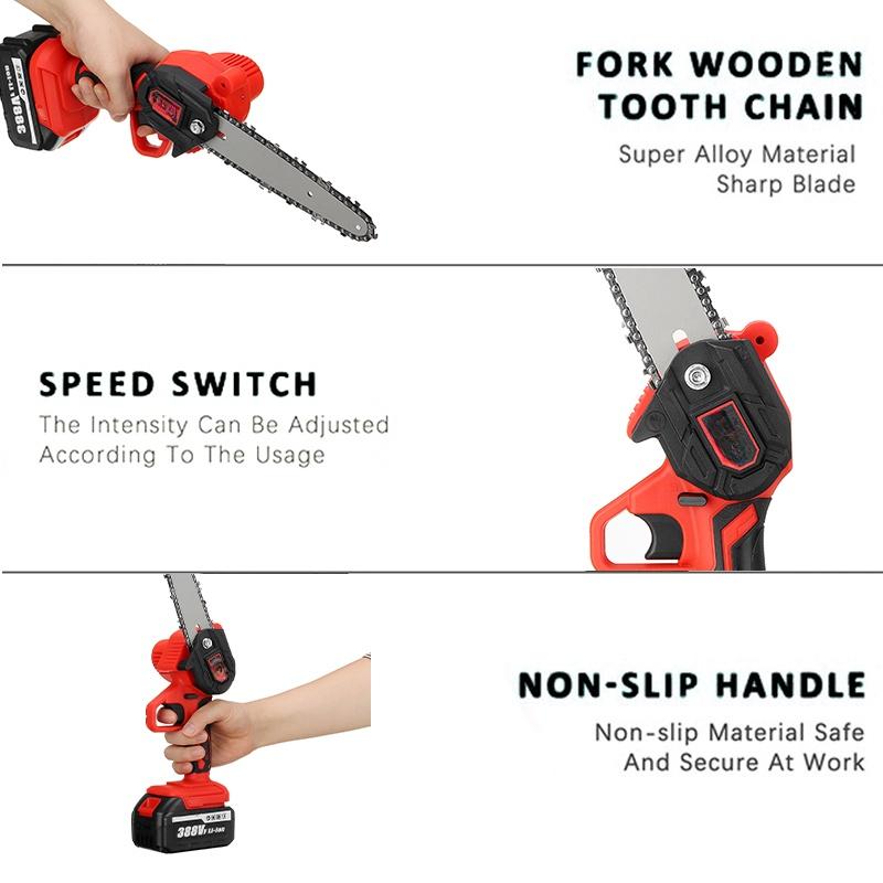 6-дюймовая мини-электрическая пила для обрезки 3000 Вт, перезаряжаемая, маленькая цепная пила для колки дров, деревообрабатывающий инструмент для сада, фруктового сада, обрезки веток