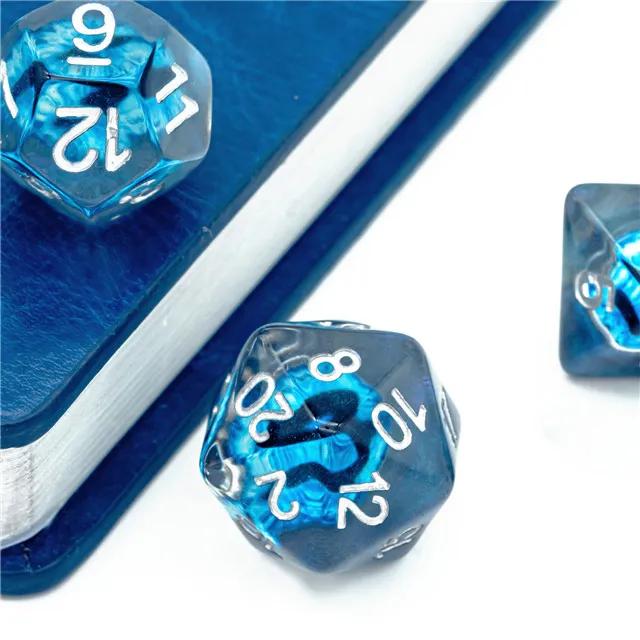 Kostki rpg oko smoka lodu zestaw 7 epoksydowych kości kostek