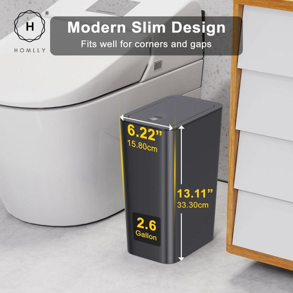HOMLLY Slim Garbage Rubbish Trash Bin with Pop-Up Lid (3 Colors)