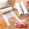 100Pcs Clear Plastic Disposable Fresh-keeping Bag Refrigerator Supermarket Fresh Carrier Transparent Bag with Handles for Food