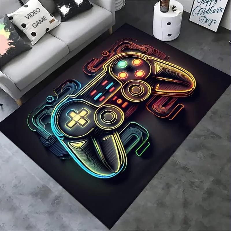 Игровой ковер для комнаты мальчика, повседневный ковер для геймера с дизайном контроллера, коврик для игровой комнаты, декор спальни, нескользящий, машинная стирка