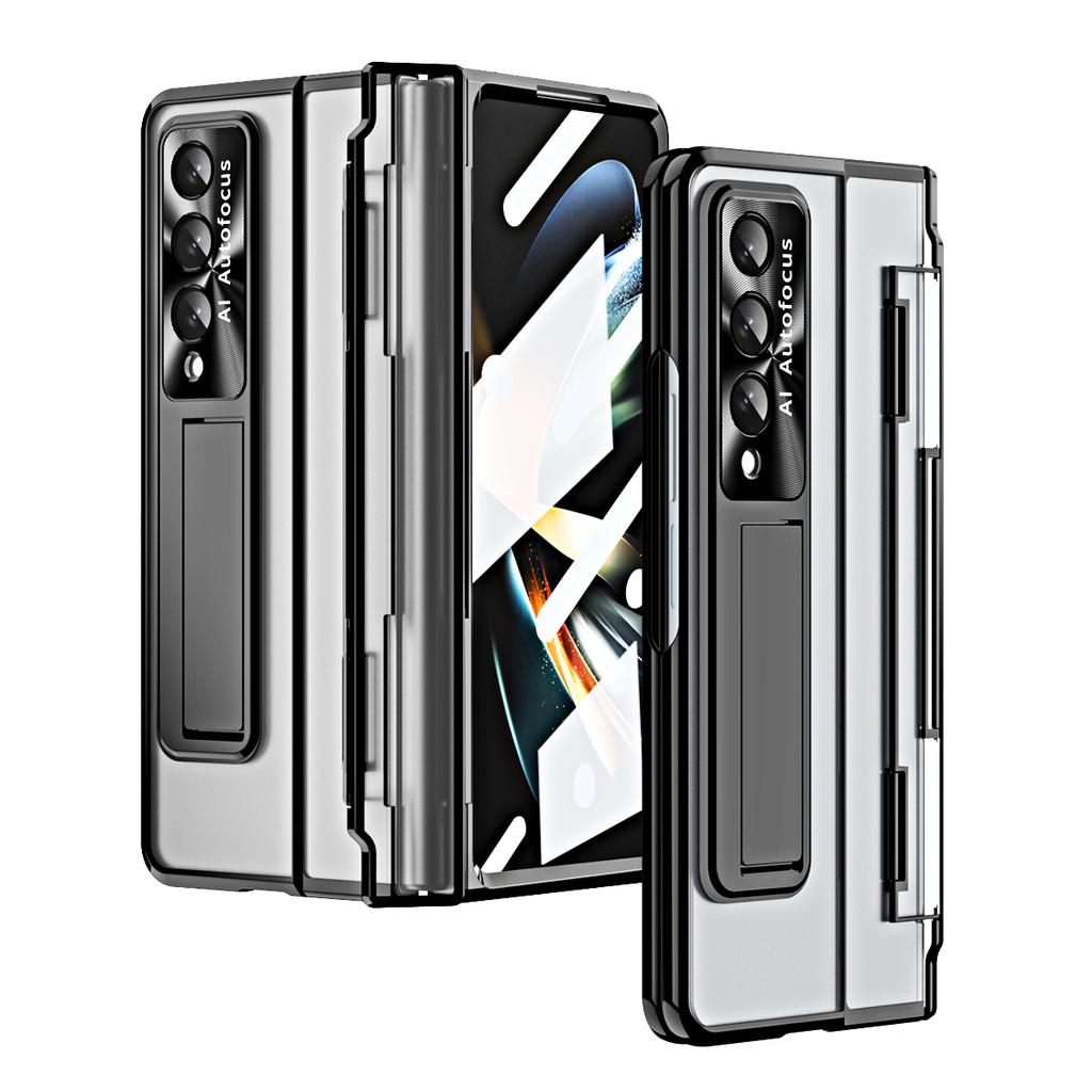 Слот для ручки Armor для Samsung Galaxy Z Fold 4 Fold 3 5g, чехол, стеклянный пленочный экран, прозрачная жесткая подставка, защитная крышка на петлях