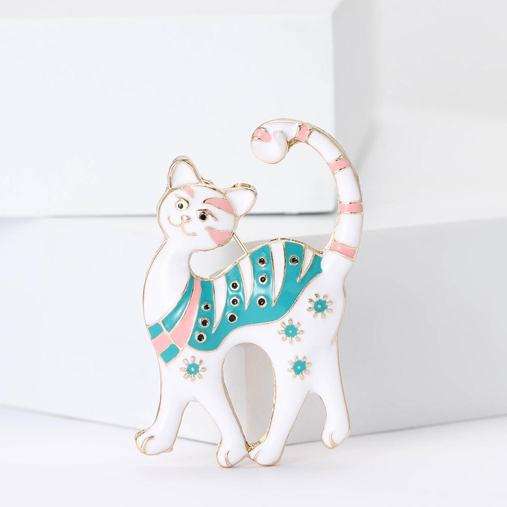Fashion Cute Alloy Enamel Cat Brooch Temperament Women'S Suit Shirt Corsage Jewelry Pin