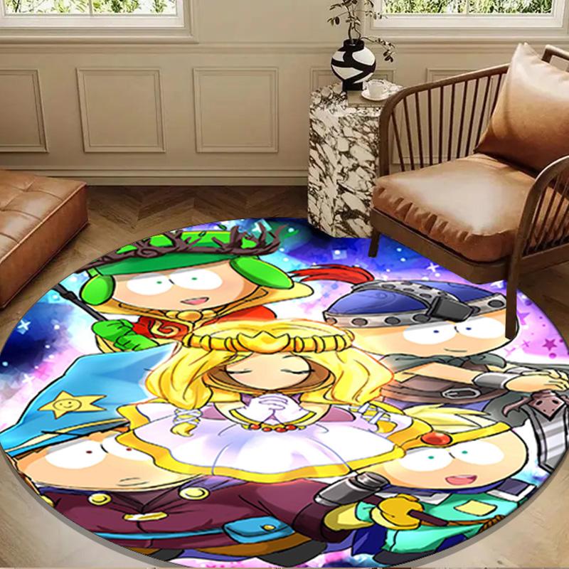 South Friends Adventure Round Rug for Livingroom,Bedroom, Palyroom, Chair Rug, Area rug, Circle Carpet, Large Size Fan Christmas gift