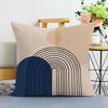 Simple Blue Geometric Lines Print Decorative Pillowcase Bedroom Living Room Square Cushion Pillowcase