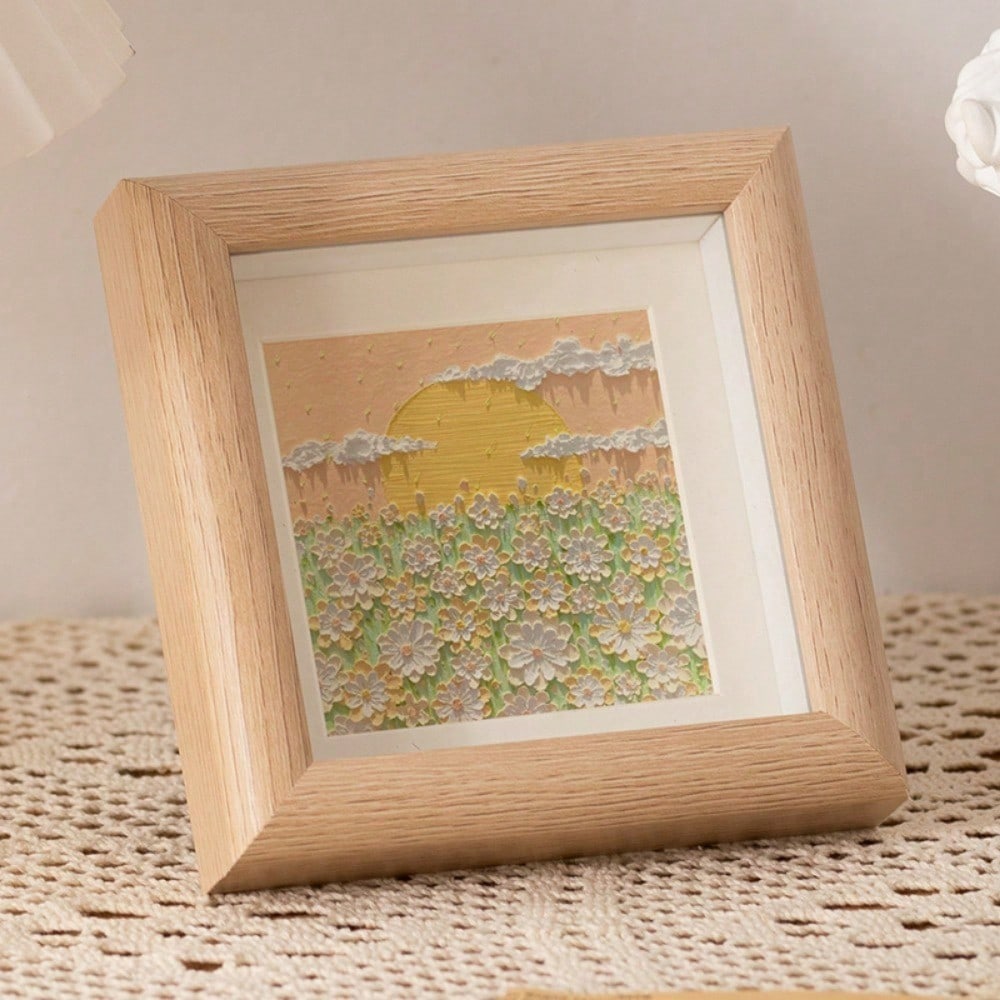4-Inch Wooden DIY Hollow Square Photo Frame, Tabletop Picture Frame For Crafts Or Embroidery Gifts Birthday Graduation