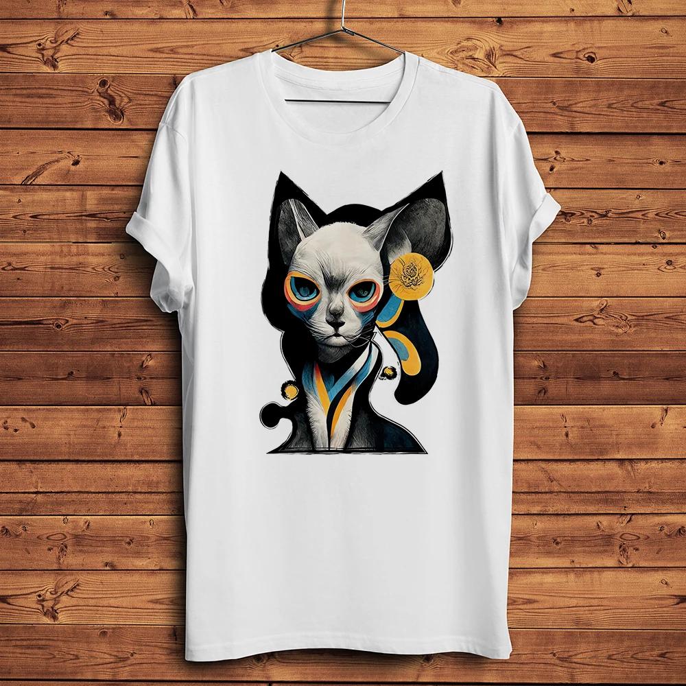 Bizarre Strange Weird Sphynx Cat Funny Artistic Meow TShirtShort Daily Casual T ShirtUnisex Streetwear Teebreathable Print