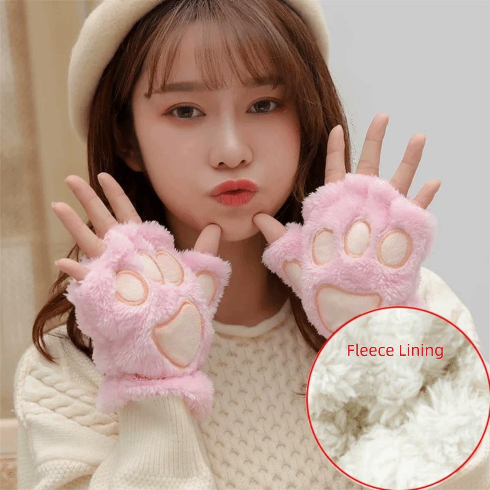 Plush Furry Mittens Bear Paw Animal Gloves Fashion Cat Paw Gloves Cosplay
