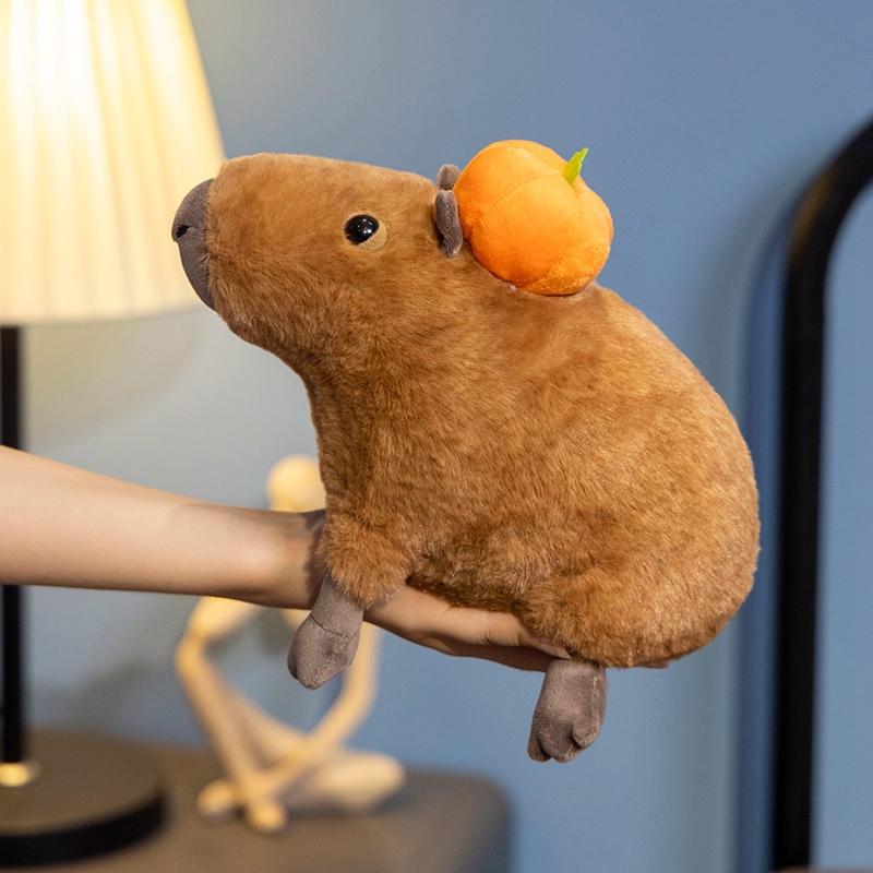 Cute Simulation Capybara Plush Toy Stuffed Animals Capibara With Orange Kapibala Soft Doll Kids Toys Birthday Christmas Gift
