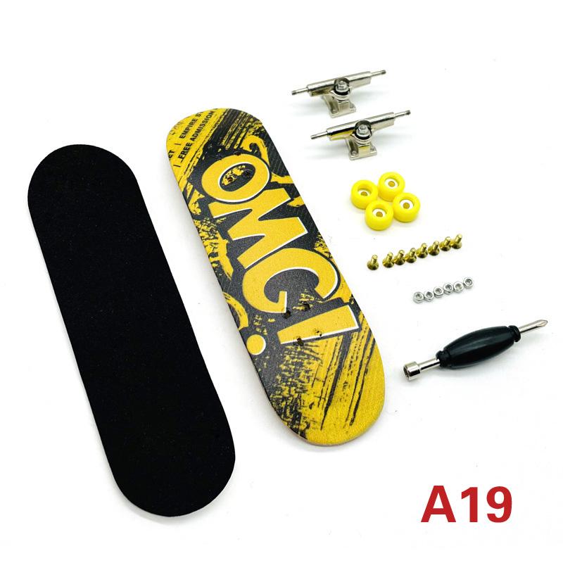 Finger Skateboard Bearing Wheels Skid Pad Maple Wood Finger Skateboard Alloy Stent Novelty Kids Toys