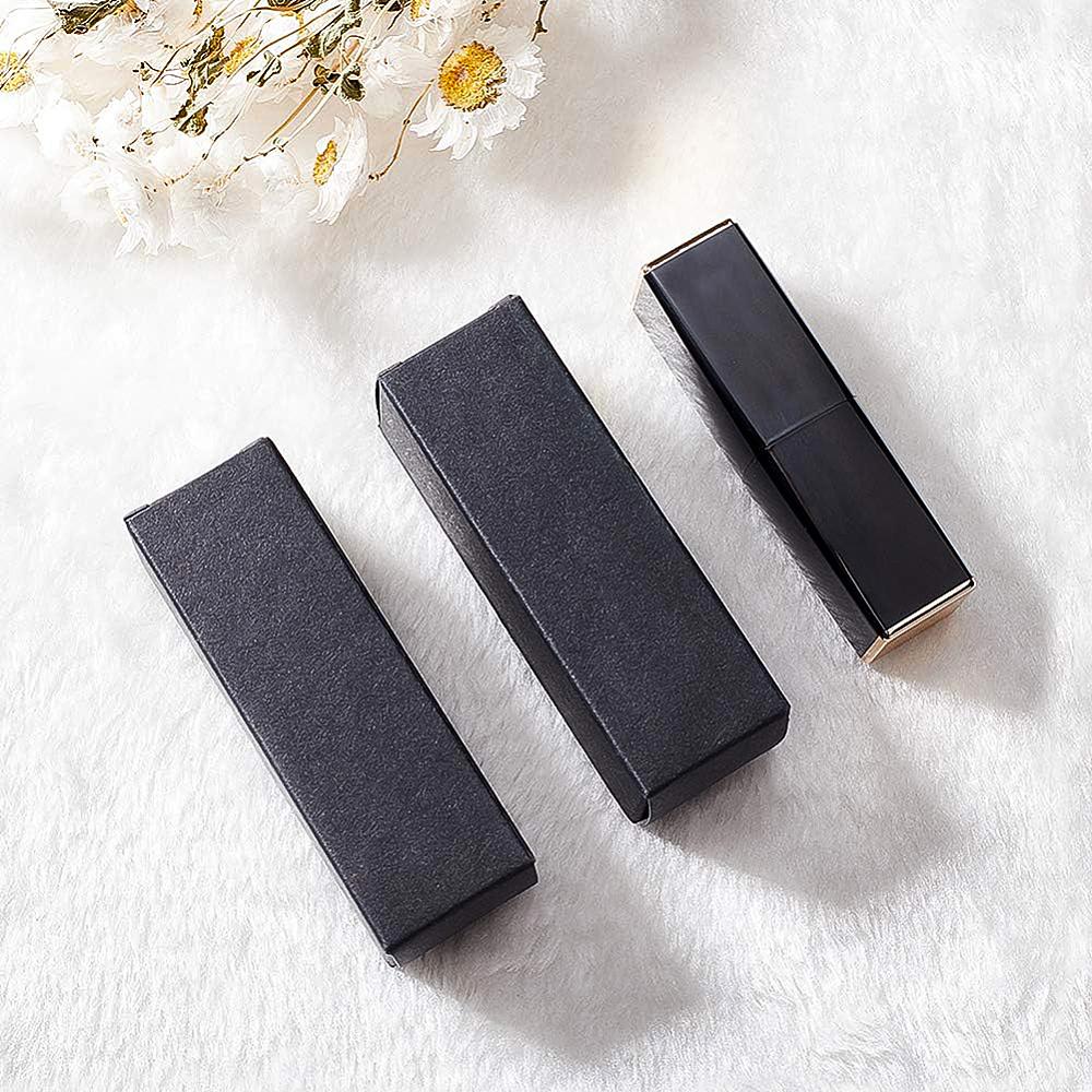 50pcs Kraft Paper Jewelry Boxes Lip Balm/Lipstick Box Rectangle Black 8.6x2.8x2.8cm