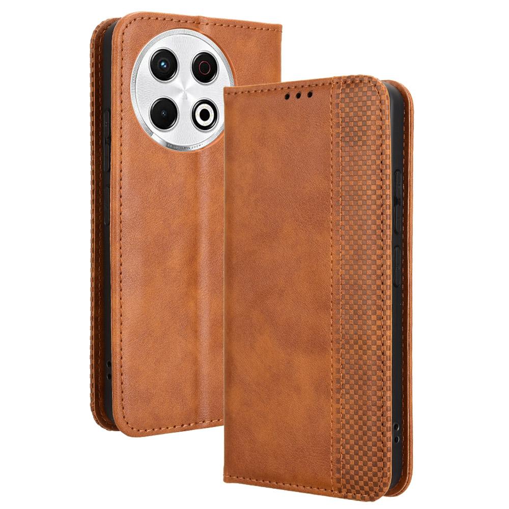 For TECNO Spark 30 Pro 4G KL7 Leather Case Wallet Stand Retro Texture Phone Cover