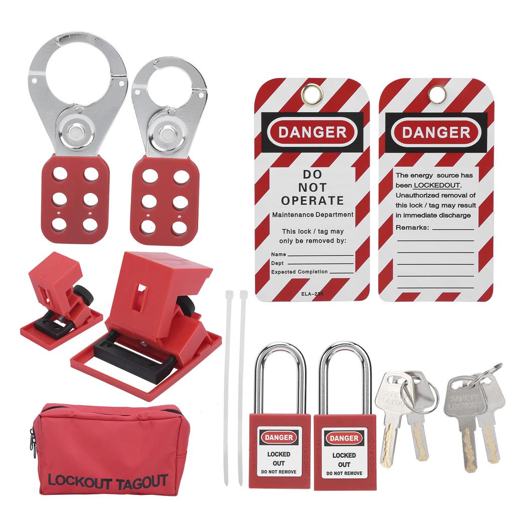 Lockout Tagout Kit Multifunctional with Hasp Warning Tag Safety Red Padlock Portable